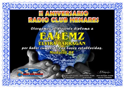 Diploma II Aniversario Radio Club Henares